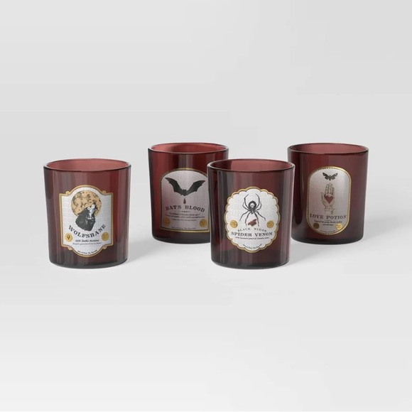 Threshold Halloween Potion Tumblers Set of 4 Burgundy Glasses 13.87oz GothicNEW - Picture 3 of 6